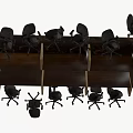 Oval Wooden Conference Table With Black Office Chairs And White Papers