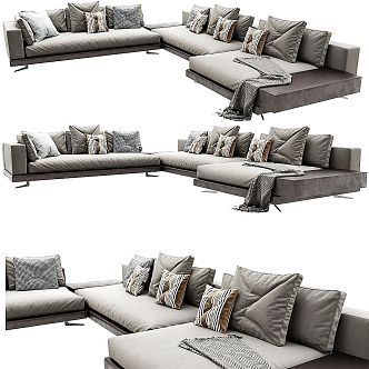 minotti modern multi-person sofa double sofa leisure sofa living room sofa leather sofa corner sofa 3d model