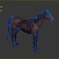 Brown Horse Standing With Dark Mane Against Gray Gradient Background In Side View 3d model