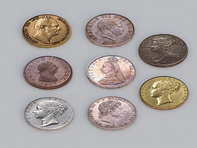 Vintage Portrait Coin Jewelry Round Metallic Pendant Fashion Accessory Design 3d model