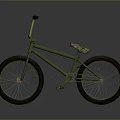 Green BMX Bike with Golden Handlebars Camouflage Seat and Black Wheels