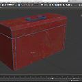 Red Toolbox For Hardware Tools With Metal Latches Handle And White Stripes