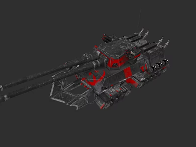 3D Rendered Military Tank With Dual Cannons And Red Accents Design 3d model
