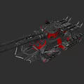 3D Rendered Military Tank With Dual Cannons And Red Accents Design