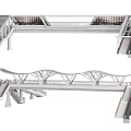 Modern White Steel Structure Bridge With Handrails And Escalators Design