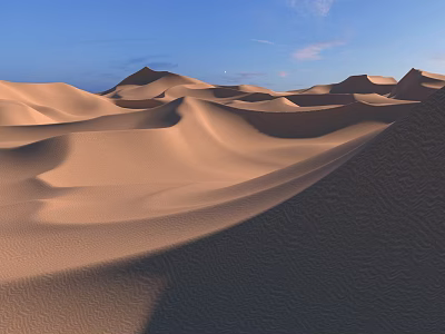 Stunning Desert Landscape With Rolling Sand Dunes Under Clear Blue Sky 3d model