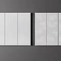 Set of Three White Perforated Panels With Different Hole Patterns On Gray Background 3d model