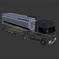 Dark Gray Truck With Tandem Trailer And Red Logos On Body