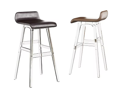 Modern Bar Stools Featuring Leather Upholstered Seats And Metal Frames In Two Colors 3d model