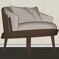 Modern Accent Chair With Wooden Frame And Beige Cushion Minimalist Design