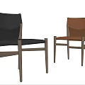 Modern Black And Brown Leather Dining Chairs With Wooden Frames