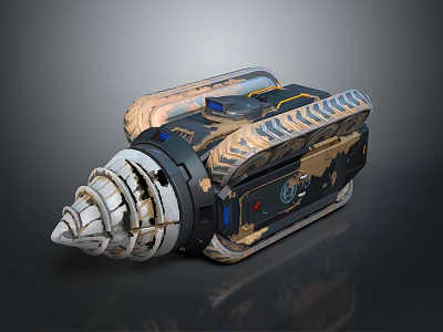 Futuristic Mechanical Device Featuring Intricate Metal Structure And Textured Surface Design 3d model