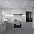Modern Kitchen Interior With White Cabinets Stainless Steel Refrigerator And Appliances