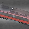 Red Diesel Train with Black Roof Yellow Front and Detailed Engine Model