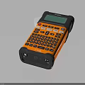Handheld Label Printer With Orange And Black Design Keyboard Screen And Paper Outlet