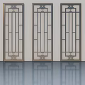 Three Modern Swing Doors with Intricate Grille Patterns and Metal Frame Design 3d model