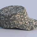 Military Style Camouflage Hat With Digital Pattern And Flat Top Design 3d model