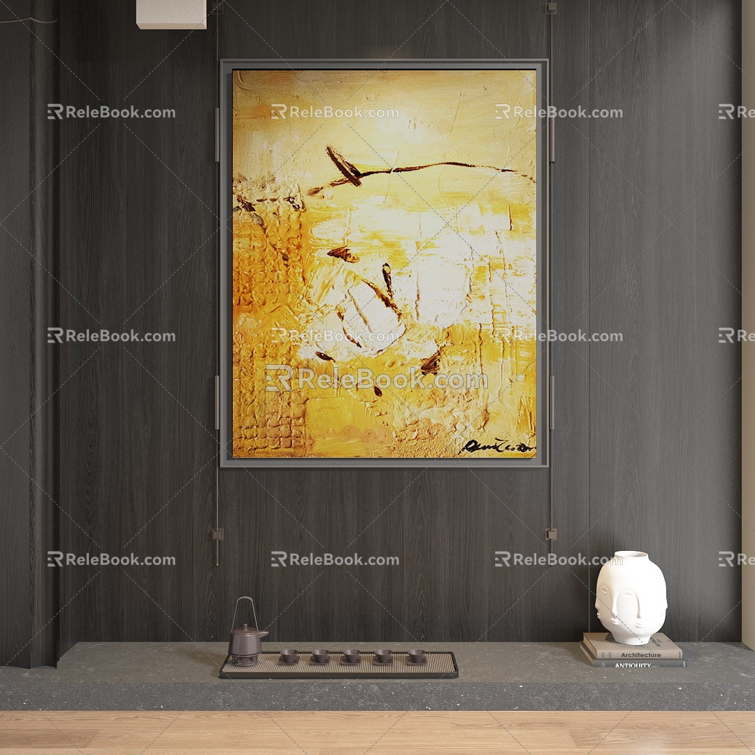 Antique abstract oil painting 3d model