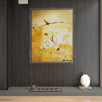 Antique abstract oil painting 3d model