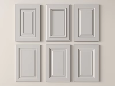 White Flush Cabinet Doors With Simple Panel Design For Kitchen And Wardrobe 3d model