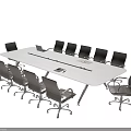 Modern Rectangular Conference Table With Black Office Chairs And Metal Legs In Office Meeting Room