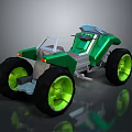 Green Off-Road Utility Vehicle With Large Green Tires And Silver Frame Design