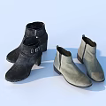 Stylish Black And Gray Ankle Boots With Zipper Closure Suede Material And Block Heel