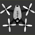 Quadcopter Drone With White Body Black Components And Camera On Top 3d model