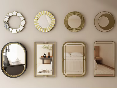 Modern Decorative Wall Mounted Mirrors For Home With Various Designs 3d model