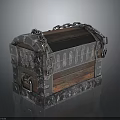 Vintage Wooden Storage Chest With Metal Accents And Chain For Home Use