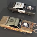 Classic Modified Sheriff Cars With Flame Graphics Hood Supercharger And Colorful Designs