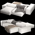 Cozy Modern Fabric Sectional Sofa With Plush Cushions Throw Blanket And Decorative Pillows