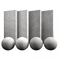 Gray Textured Concrete Panels And Spheres As Modern Construction Components 3d model