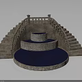 Stone Steps And Balustrade With Circular Multi Level Blue Platform Design
