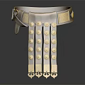 Ornate Brown Leather Accessory With Golden Round Buttons And Hanging Tassels