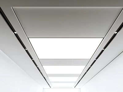 Sleek Modern Ceiling Design With Recessed Lights And Translucent Panels 3d model