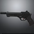 Modern Futuristic Pistol With Sleek Black Metallic Body And Ergonomic Grip Design