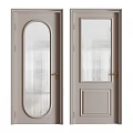 Modern Interior Swing Door Design With Ribbed Glass Panel And Brass Handle
