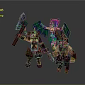 Fantasy Characters And Creatures With Large Axe Colorful Wings And Muscular Build