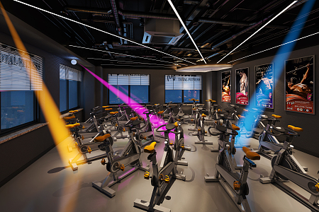 Modern Gym Spinning Room 3d model