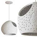 Modern White Spherical Pendant Lights With Hollow-out Pattern And Soft Lighting For Contemporary Interior Spaces