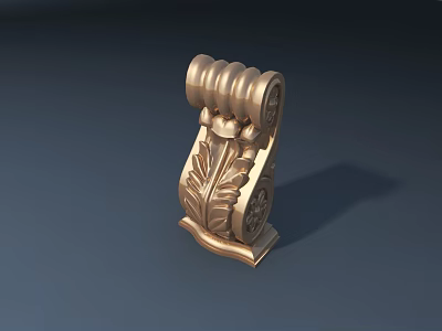 Decorative Golden Road Facility With Leaf Carvings Scroll Design And Stable Base 3d model