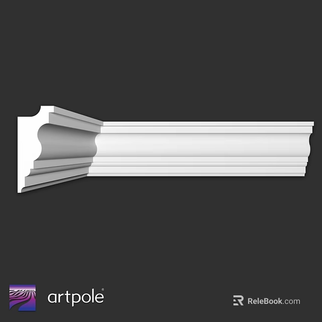 White Architectural Decorative Molding With Layered Structure And Smooth Edges 3d model 