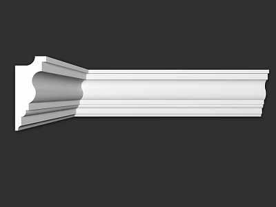 White Architectural Decorative Molding With Layered Structure And Smooth Edges 3d model
