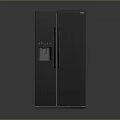 Black French Door Refrigerator With Water Dispenser And Modern Sleek Design