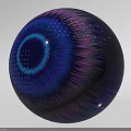 Blue Purple Glass Art Sphere With Concentric Swirl Patterns And Shiny Surface
