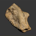 Yellow Stone Sculpture With Intricate Carved Characters And Text Details