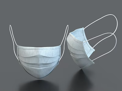 Light Blue Disposable Masks With White Ear Loops For Daily Necessities 3d model