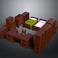 Wooden Bedroom Furniture Set With Bed Desk Wardrobe Chair And Nightstand