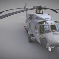 Two Gray Military Helicopters With Rotors And Detailed Equipment On